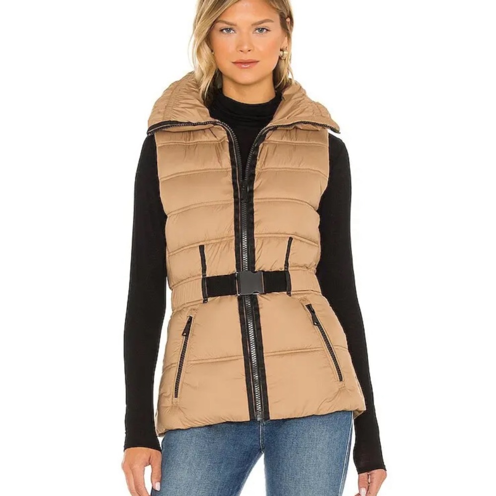 NWT Alps N Rock Kaldi Belted Vest in Latte/Gold and Black, Size Large